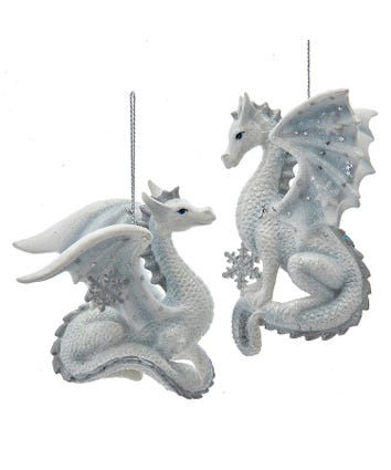 White Resin Dragon Ornaments