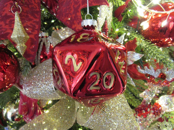 Glass dice ornament used for Dungeons and Dragons and other roleplay and story-based games. 