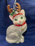 Glass Antlered Cat Ornament