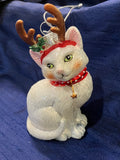 Glass Antlered Cat Ornament