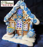 Hanukah LED Gingerbread House Ornament