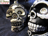 Dia Los Muertos White Glass Skull Ornament