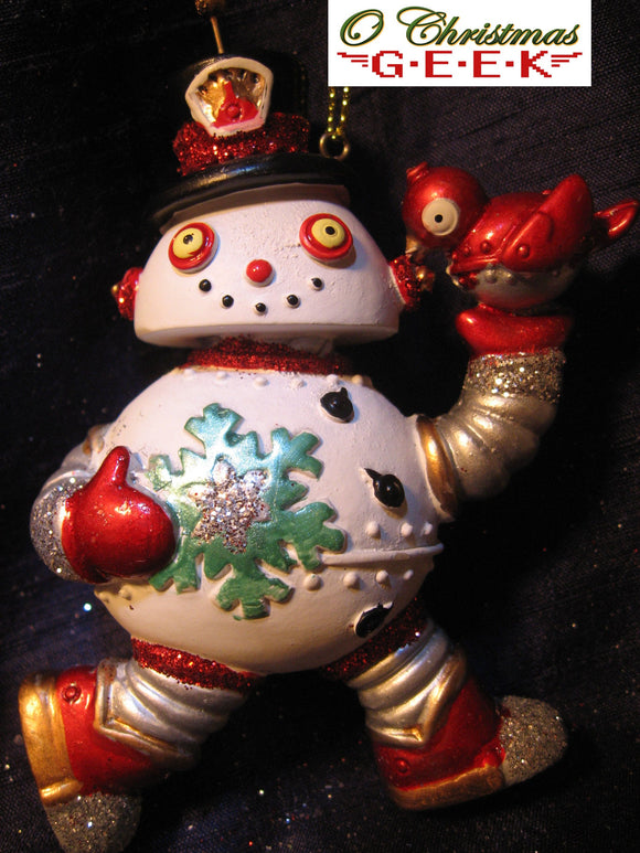 Snowbot Ornament With Resin and Glitter