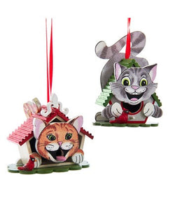Cat Birdhouse Ornaments